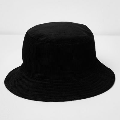 Black corduroy reversible hat